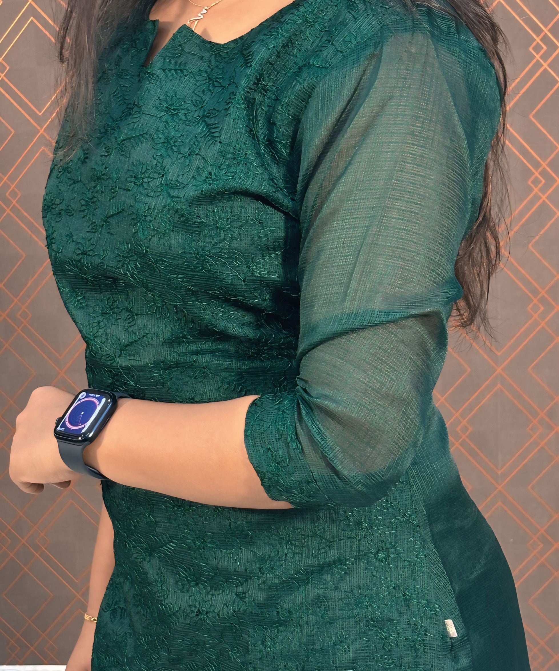 Green Kota Cotton Straight Cut Kurti / LSS122