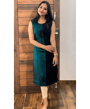 Green and Black Short Sleeve Party Wear Kurti / ESS241