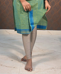 Green and Blue Mangalgiri Cotton Straight Cut Kurti / LSS118