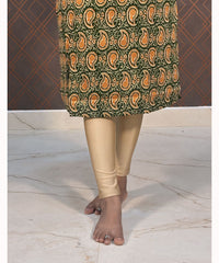 Green and Mustered yellow Flex Cotton Straight Cut Kurti / LSS116