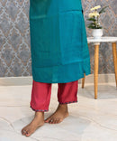 Green with Blue and Pink Color Premium Tissue Shimmer 3 Piece Salwar Set / ESS337