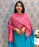 Green with Blue and Pink Color Premium Tissue Shimmer 3 Piece Salwar Set / ESS337