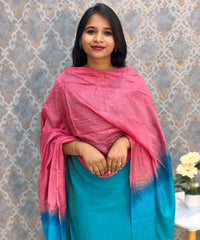 Green with Blue and Pink Color Premium Tissue Shimmer 3 Piece Salwar Set / ESS337