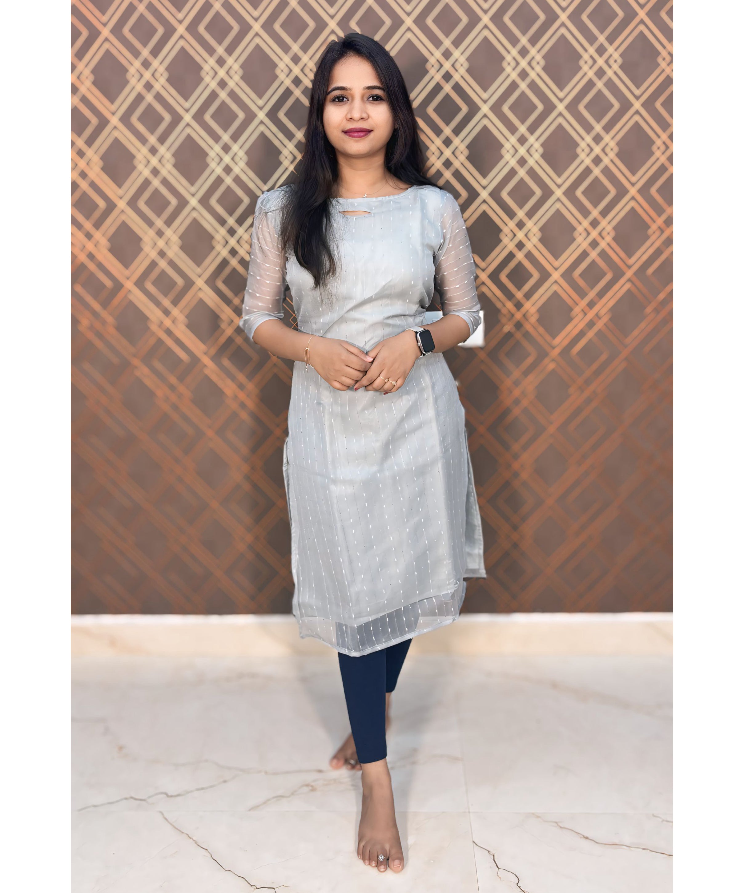 Grey Color Organza Kurti / OSS172