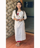 Half White Premium Straight Cut Kurti / ESS196