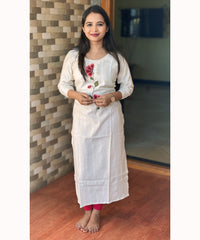 Half White Premium Straight Cut Kurti / ESS196