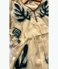 Half White and Blue Color Short Top with Floral Embroidery / ESS273
