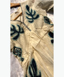 Half White and Blue Color Short Top with Floral Embroidery / ESS273