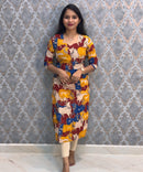 Pichwai Cow Hand Block Print Pen Kalamkari Cotton Kurti / LSS232