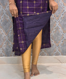 Wine Color Premium Handloom Raw Silk Kurti and Jamdhani Silk Cotton Dupatta / HL009