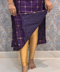 Wine Color Premium Handloom Raw Silk Kurti and Jamdhani Silk Cotton Dupatta / HL009