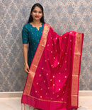 Peacock Blue Color Premium Handloom Raw Silk Kurti and Banarasi Silk Cotton Dupatta / HL011