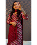 Maroon and pink Premium V neck Ethnic 3 Piece Salwar Set / NSS185