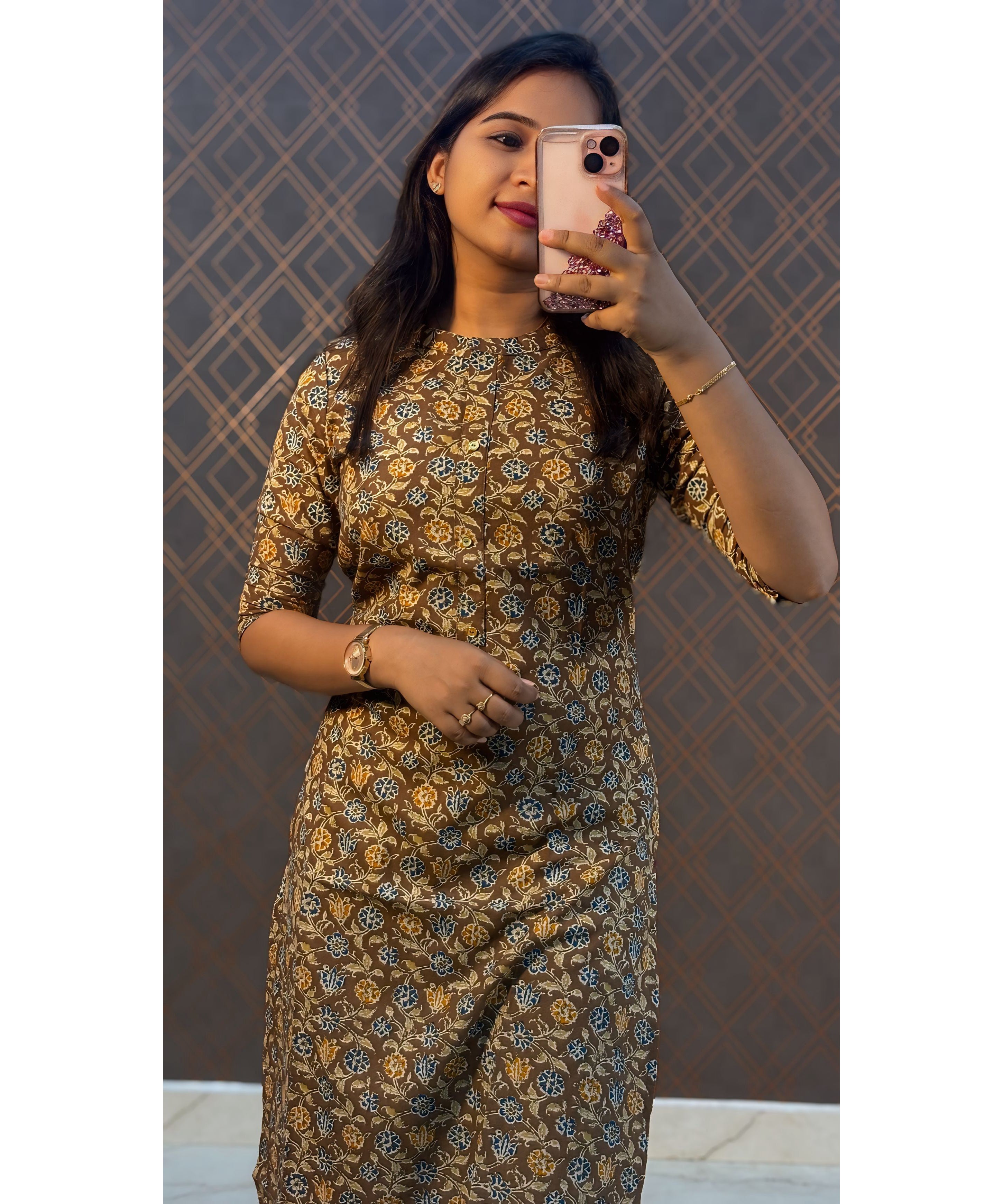 Brown Flex Cotton Straight Cut Kurti / LSS100