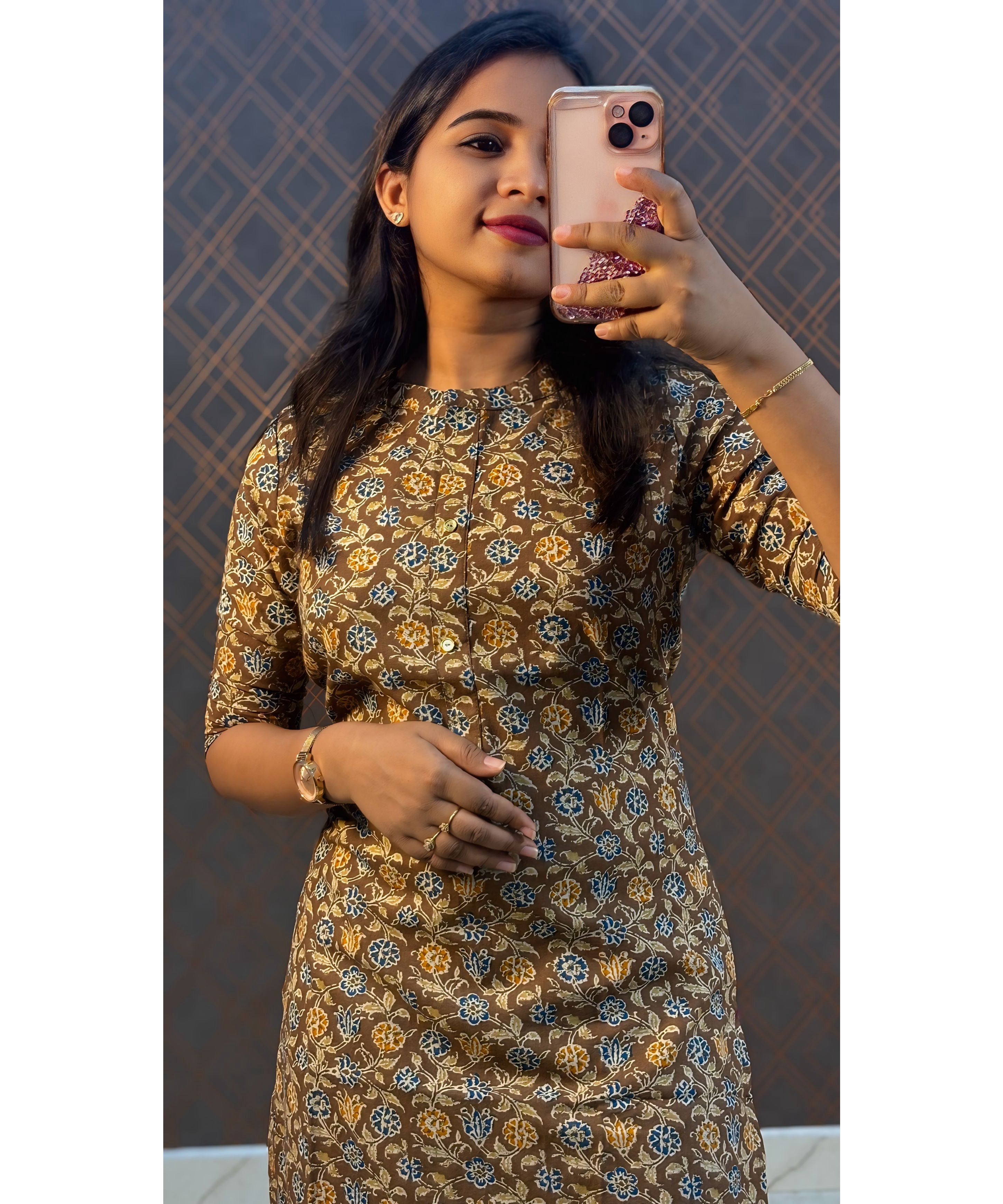 Brown Flex Cotton Straight Cut Kurti / LSS100