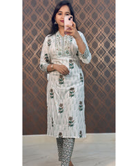 White and Green Salwar Set / ESS112