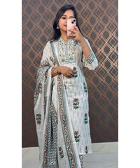 White and Green Salwar Set / ESS112