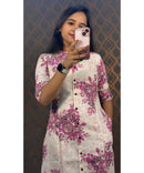 Purple and White A Line Collar Kurti / RCC163