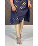 Navy Blue Silk Cotton Straight Cut with Pocket Kurti / LSS109