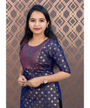 Navy Blue Silk Cotton Straight Cut with Pocket Kurti / LSS109