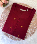 Maroon Color Sweetheart Neck Premium Dupion Raw Silk Kurti with Small Zari Butta & Lining / LSS189