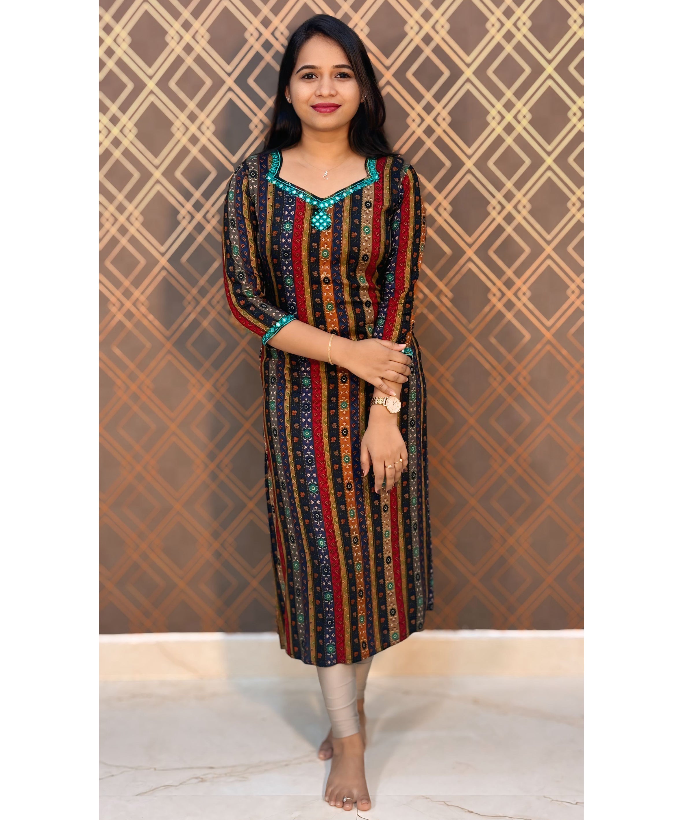 Blue Premium Mirror Work Kurti / NSS175