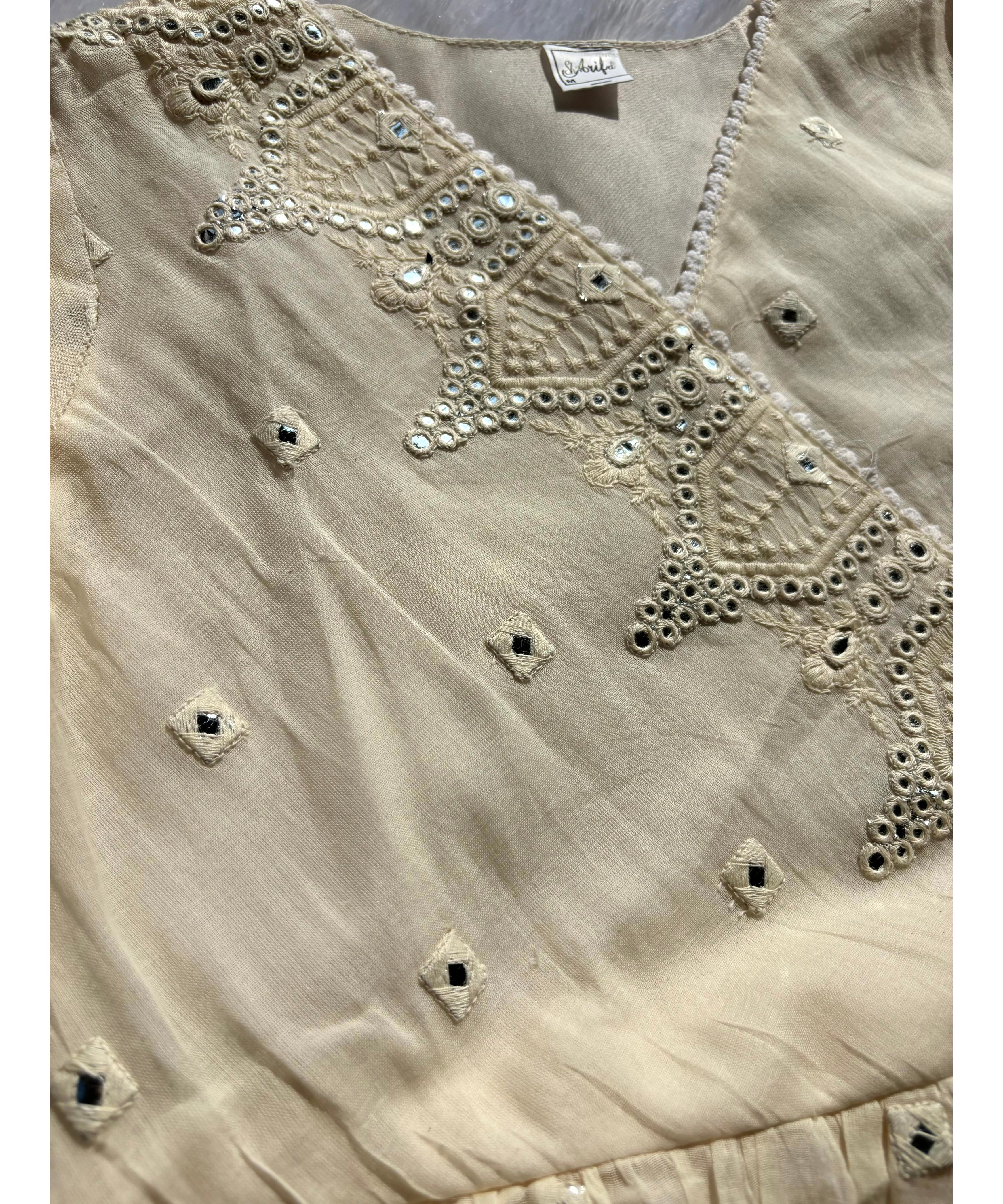 Half White Anarkali Kurti with Side Rope / ESS224