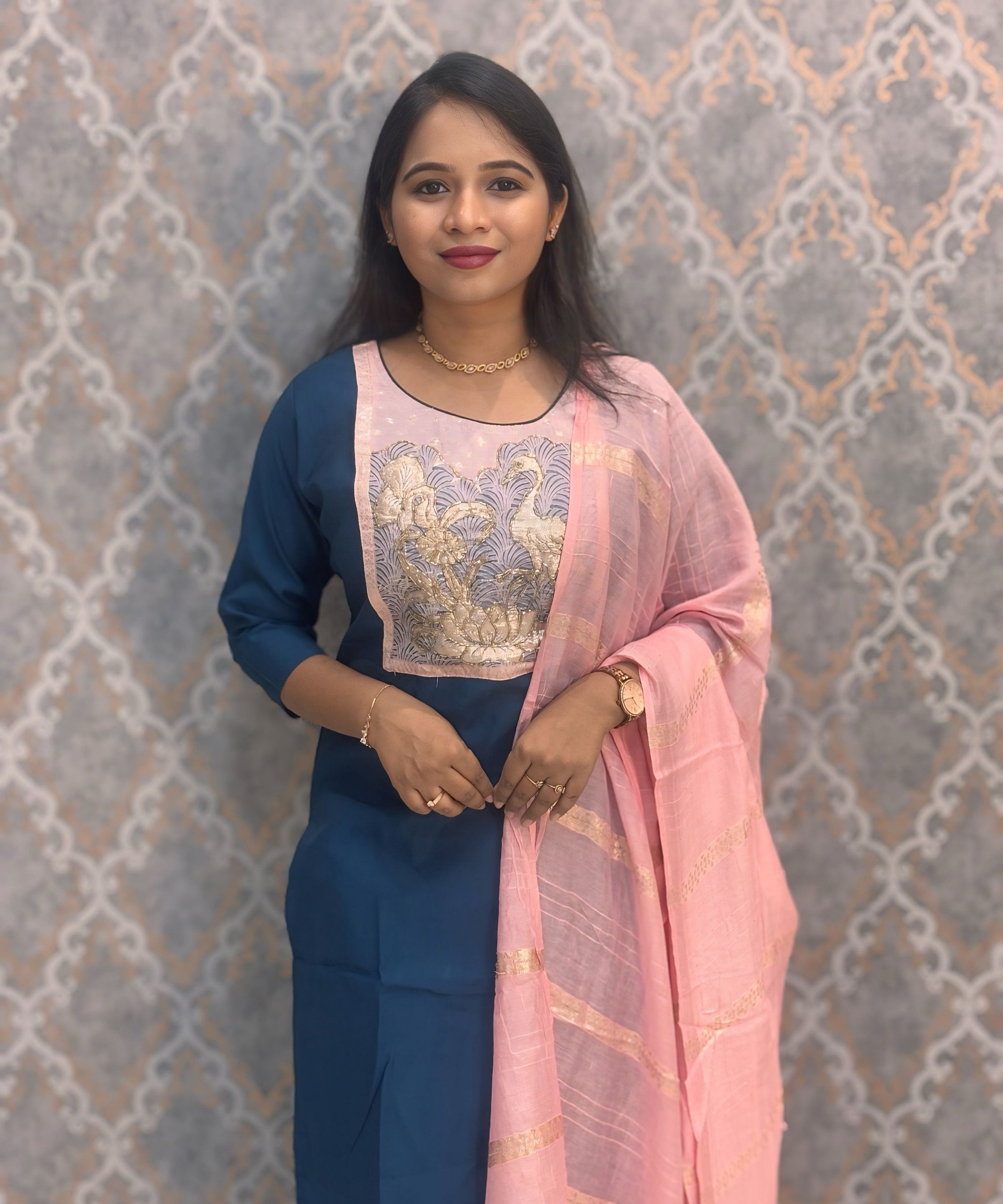 Blue and Light Pink Designer Ethnic Salwar Set with Pocket  / ESS377