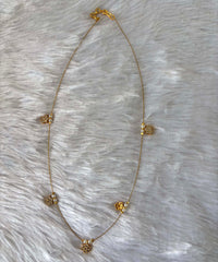 Delicate Floral Beads Invisible Chain Necklace with White Stone– Imitation Jewellery  -JIN005