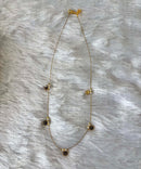 Delicate Floral Beads Invisible Chain Necklace with Black Stone– Imitation Jewellery  -JIN006