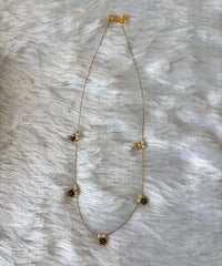 Delicate Floral Beads Invisible Chain Necklace with Black Stone– Imitation Jewellery  -JIN006
