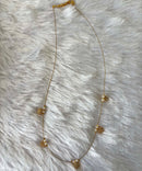 Delicate Floral Beads Invisible Chain Necklace with White Stone– Imitation Jewellery  -JIN009