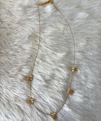 Delicate Floral Beads Invisible Chain Necklace with White Stone– Imitation Jewellery  -JIN009