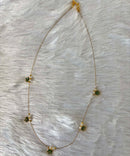 Delicate Floral Beads Invisible Chain Necklace with Green Stone– Imitation Jewellery  -JIN007