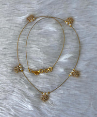Delicate Floral Beads Invisible Chain Necklace with White Stone– Imitation Jewellery  -JIN009