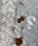 Invisible Chain - Antique Lakshmi Imitation Temple Jewellery Set with Pink Stone -JIN001