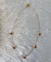 Delicate Floral Beads Invisible Chain Necklace with Pink Stone– Imitation Jewellery  -JIN004
