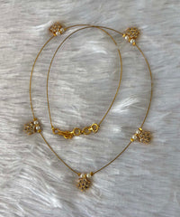 Delicate Floral Beads Invisible Chain Necklace with White Stone– Imitation Jewellery  -JIN009