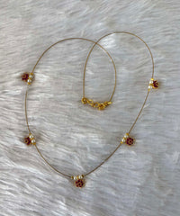 Delicate Floral Beads Invisible Chain Necklace with Pink Stone– Imitation Jewellery  -JIN004
