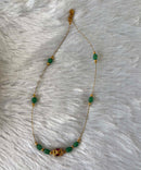 Green Beads Invisible Chain Necklace – Imitation Jewellery with Antique Center Bead - JN008