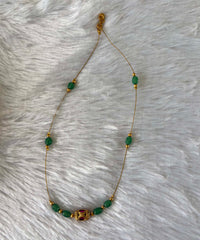 Green Beads Invisible Chain Necklace – Imitation Jewellery with Antique Center Bead - JN008