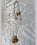 Grand Lakshmi Pendant Invisible Chain Necklace Set – Antique Finish (Imitation Jewellery) - JIN011