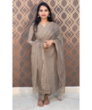 Lite Brown V Neck Ethnic 3 Piece Salwar Set / ESS154