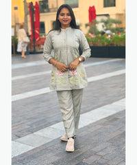 Lite Gray Color Ethnic Coord Set / ESS255