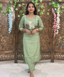 Lite Green Color Deer Design 3 Piece Salwar Set with Pocket / ESS355