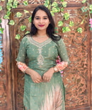 Lite Green Color Premium Aari work Designer 3 Piece Salwar Set / ESS362