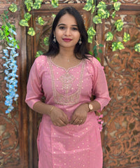 Lite Pink Color Designer Premium 3 Piece Salwar Set with Banarasi Dupatta / ESS354