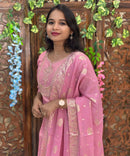 Lite Pink Color Designer Premium 3 Piece Salwar Set with Banarasi Dupatta / ESS354
