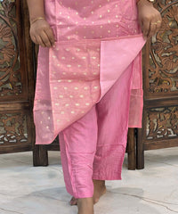 Lite Pink Color Designer Premium 3 Piece Salwar Set with Banarasi Dupatta / ESS354