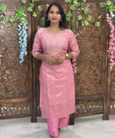 Lite Pink Color Designer Premium 3 Piece Salwar Set with Banarasi Dupatta / ESS354